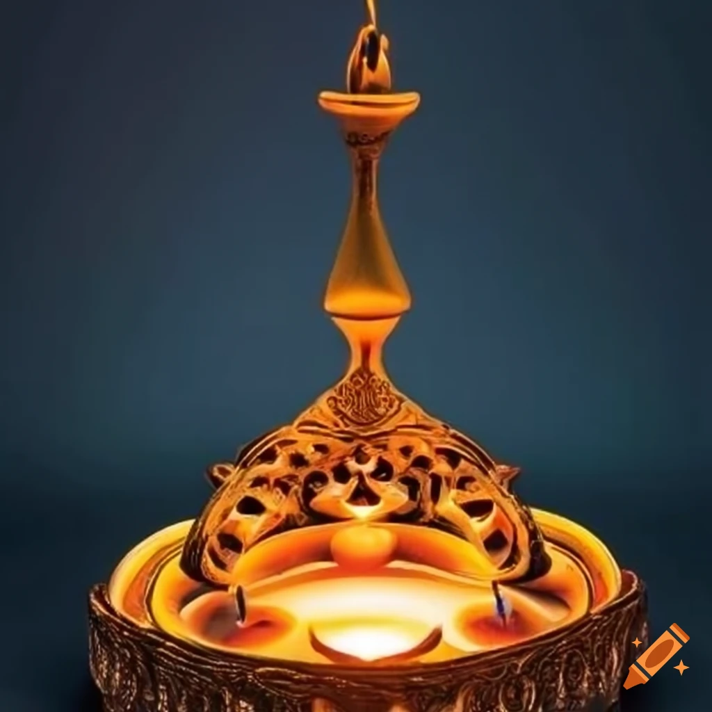 Mongolian-inspired candle holder with Happy Diwali text