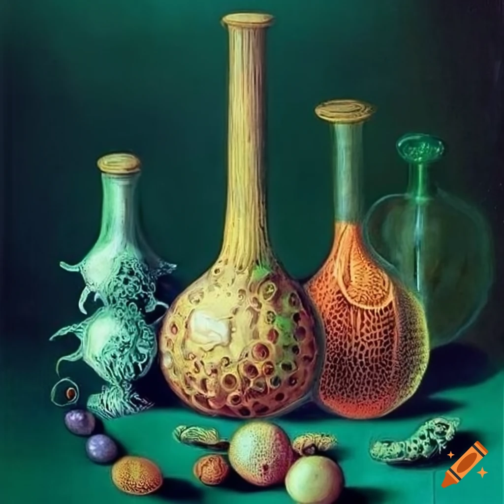 Artistic depiction of laboratory glassware on Craiyon