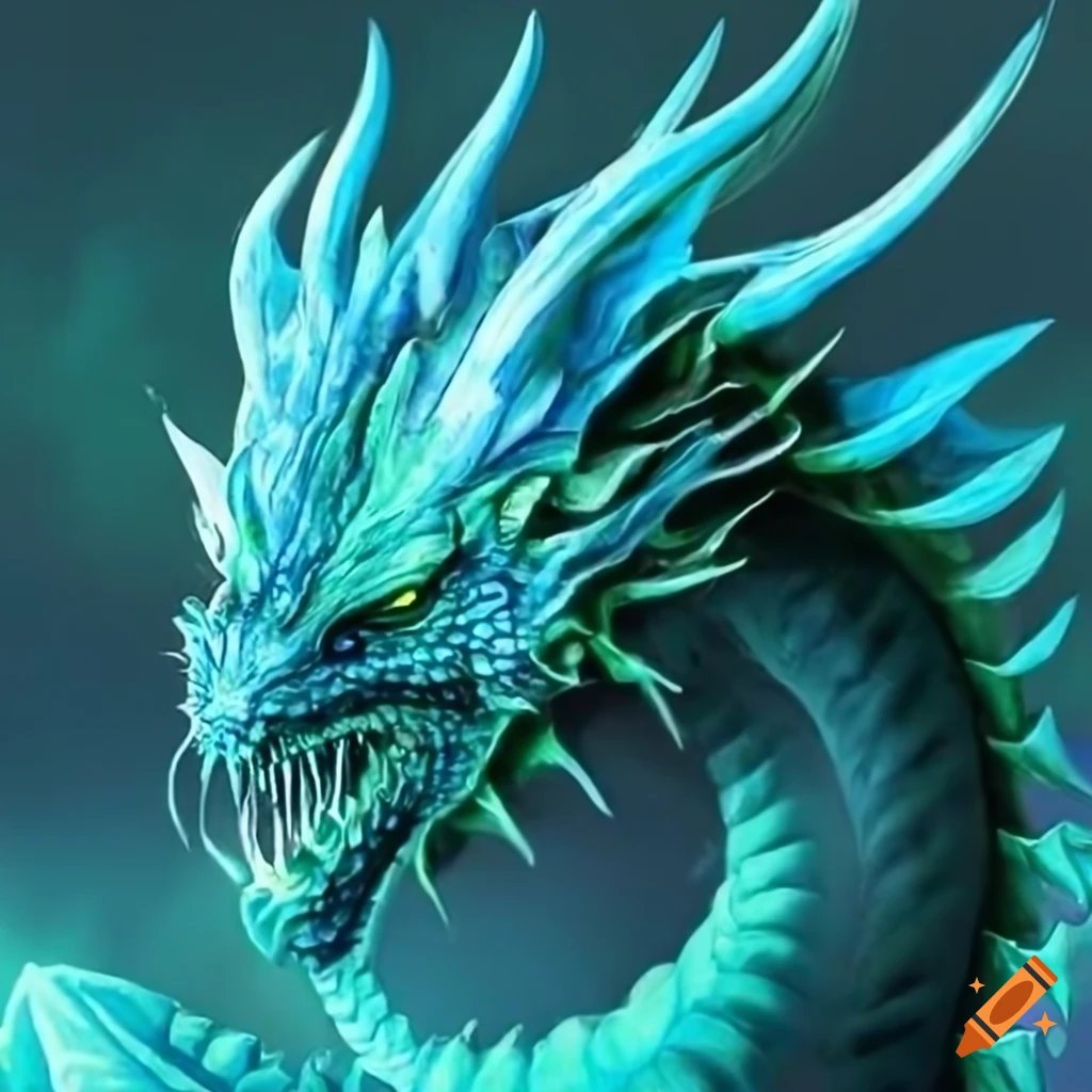 Illustration Of A Blue Green Dragon On Craiyon