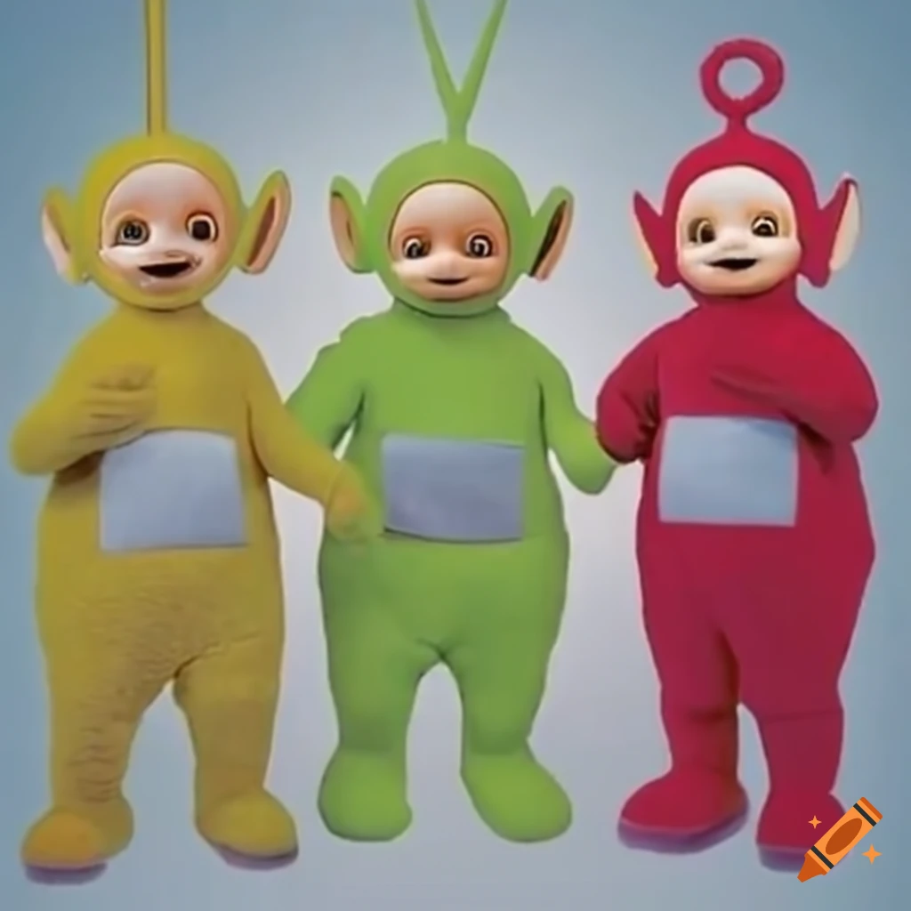 Teletubbies crying with tears running down their cheeks on Craiyon