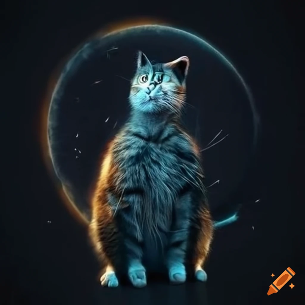 Futuristic cat in a tracksuit