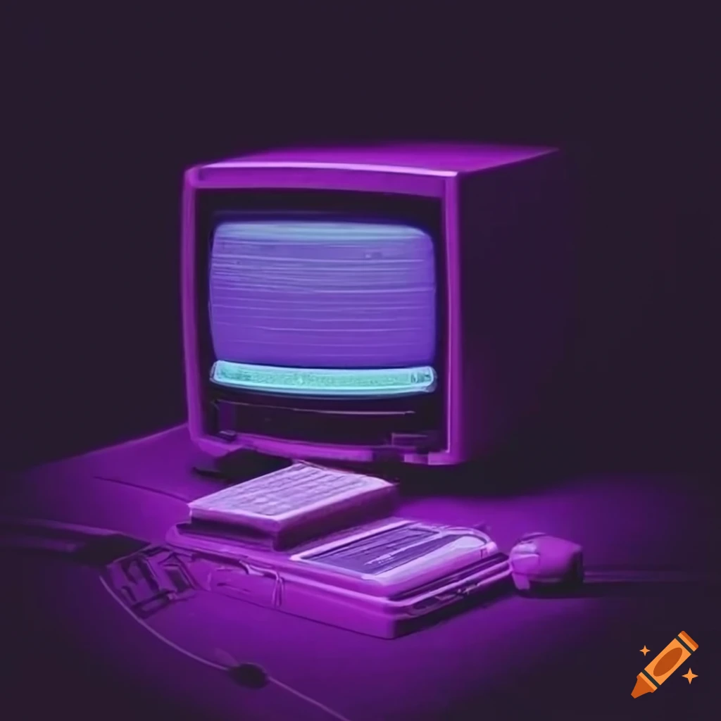 Dark Mode Retro Technology Wallpaper With Purple Aesthetic On Craiyon