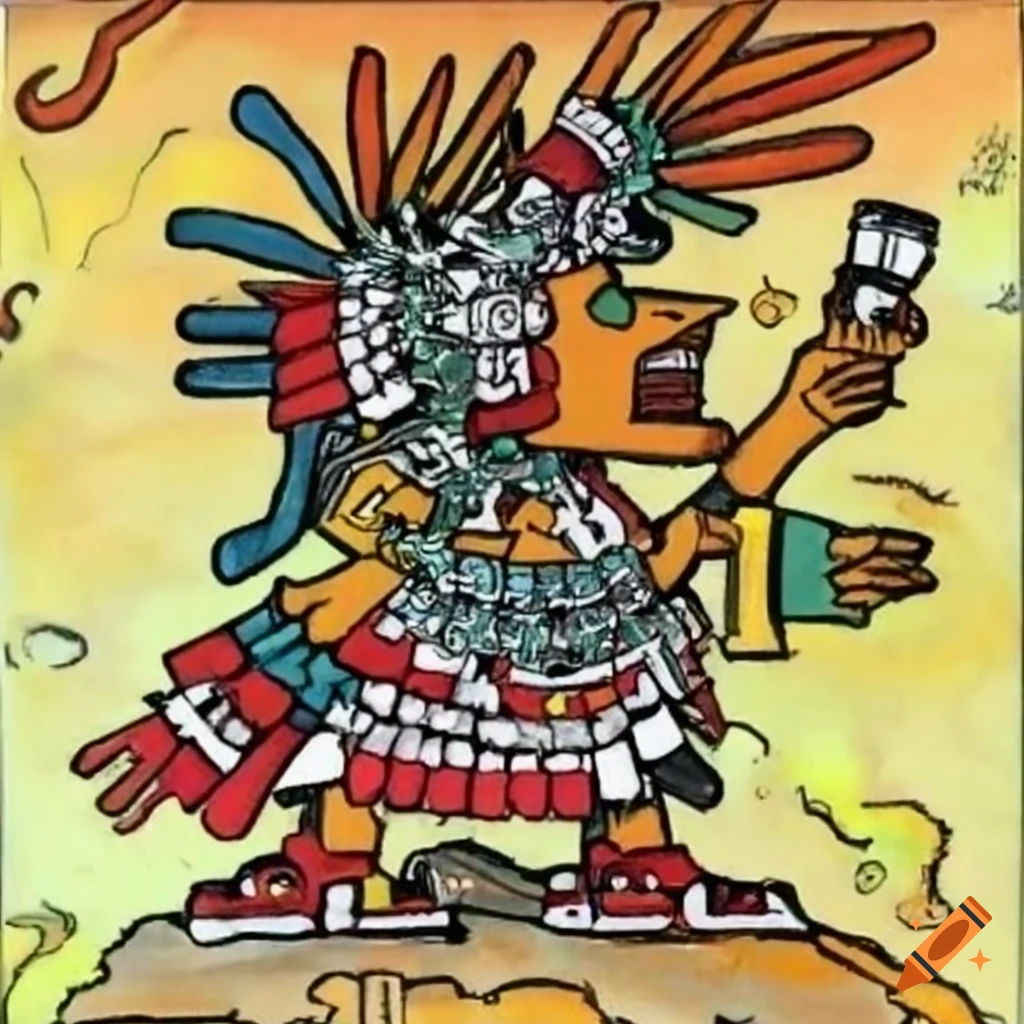 Illustration of huitzilopochtli by vaughn bodé