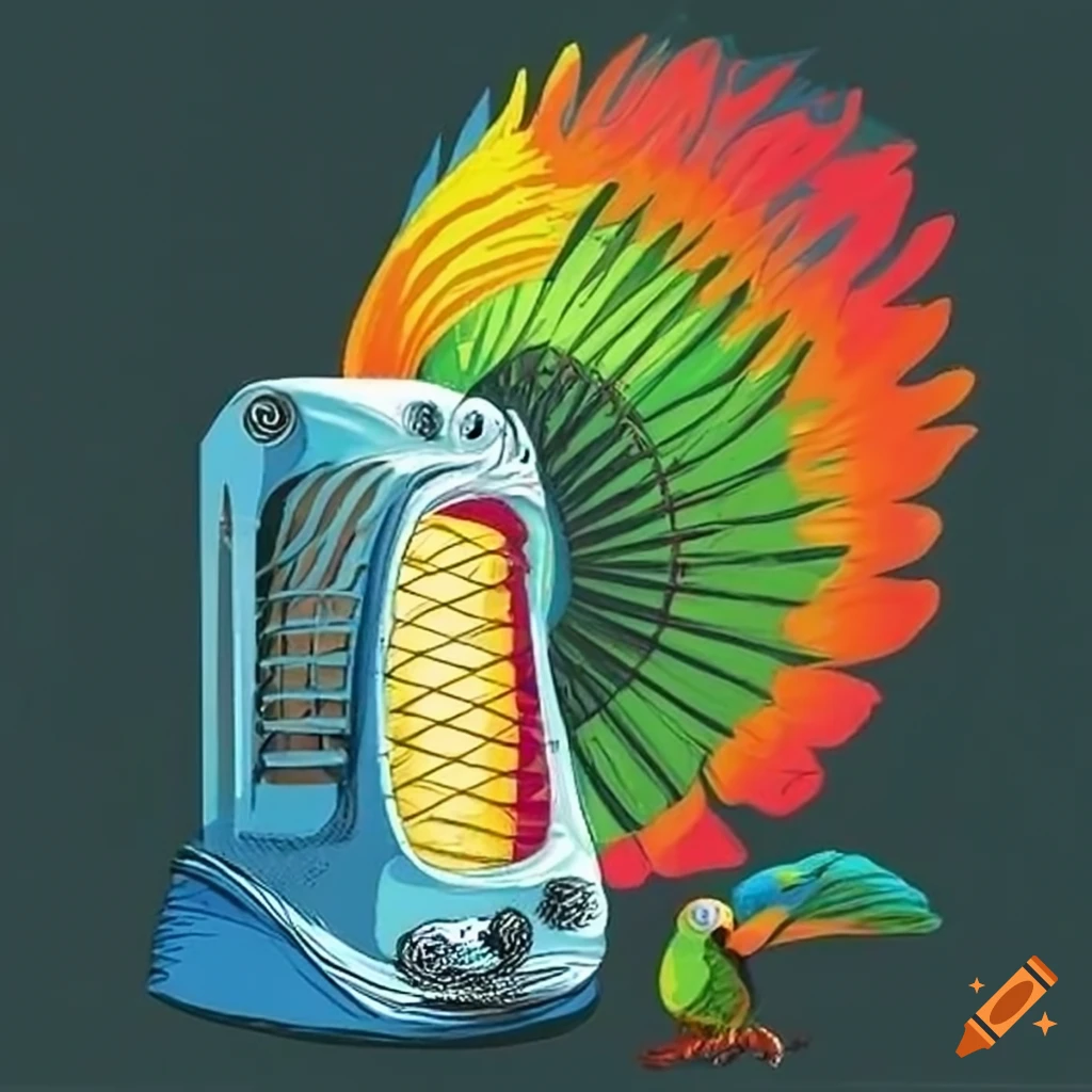 parrot sitting next to a fan heater