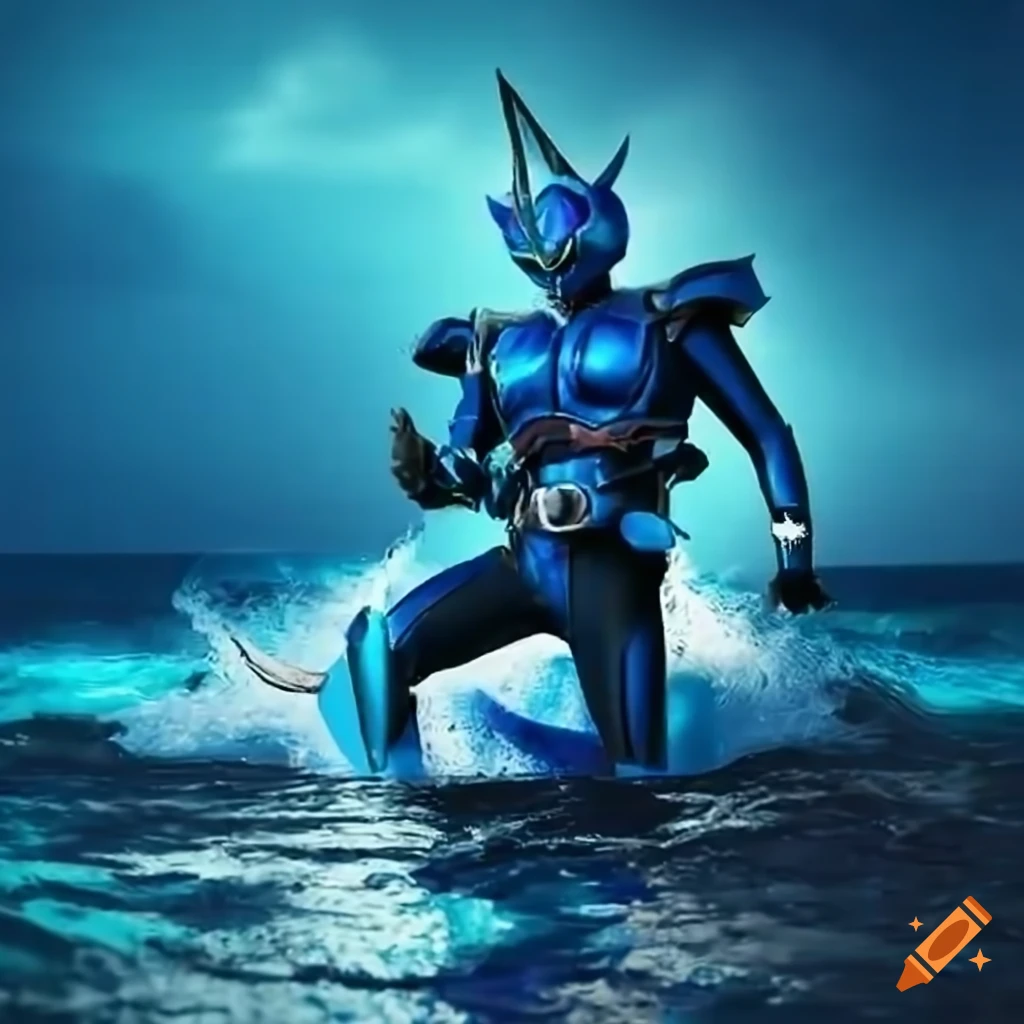 Fantasy knight riding a dolphin at sea on Craiyon