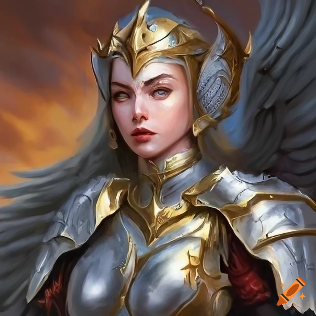 Oil painting of a female valkyrie knight