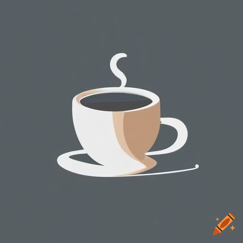 minimalistic coffee cup logo without background