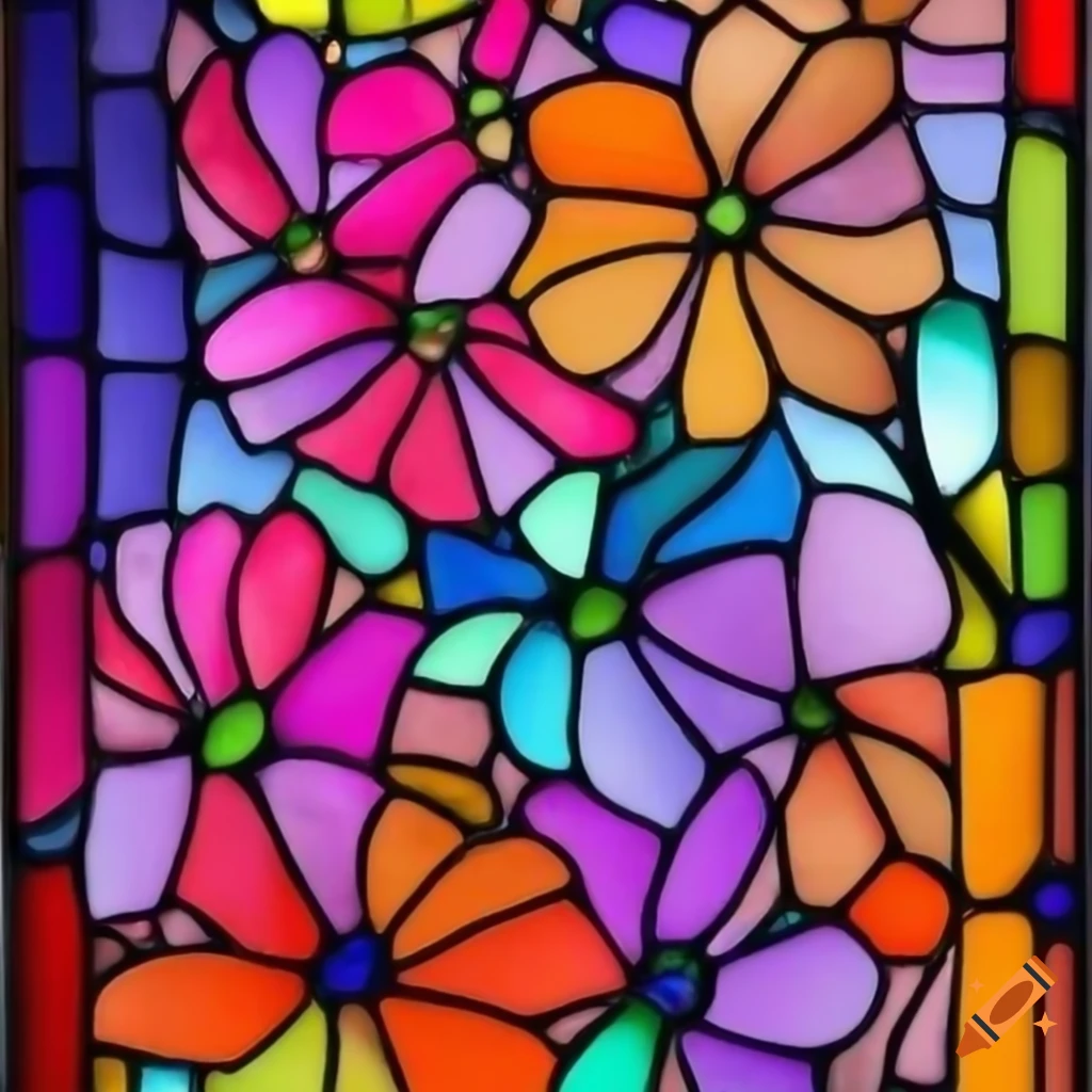 colorful stained glass flowers