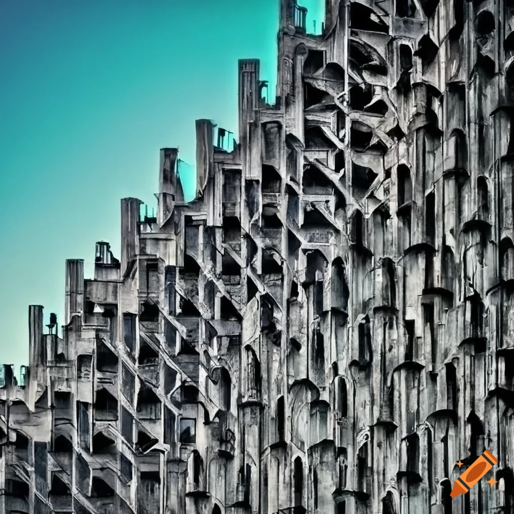 Image Of Brutalist Architecture With Ornate Art Deco Touches On Craiyon