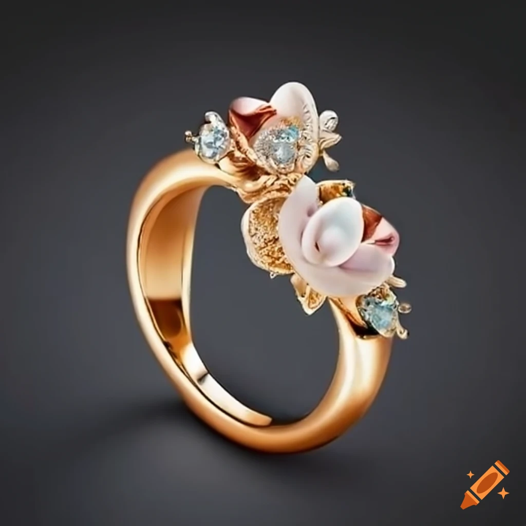 Buy quality 22KT Flower Shaped Pink Stone Light Weight CZ Ladies Ring in  Ahmedabad