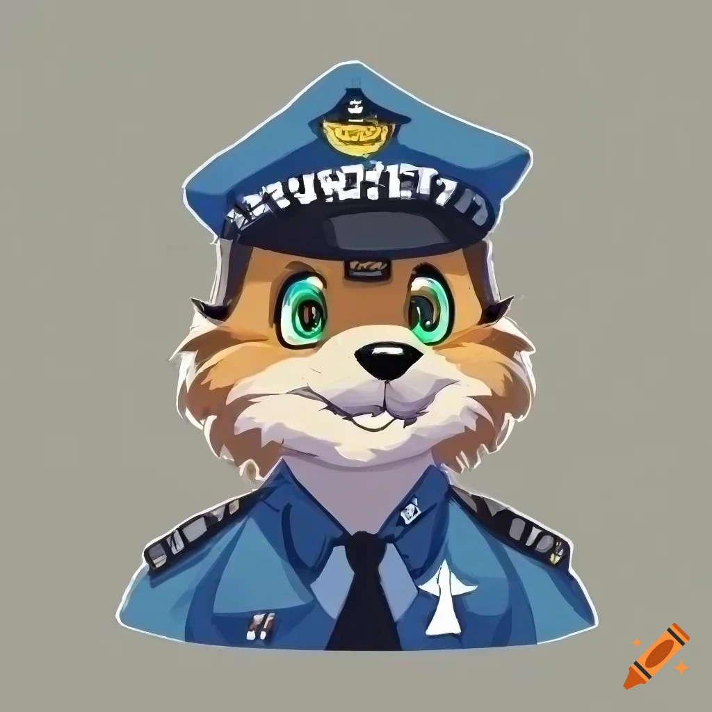 Cute anthro character in a japanese police officer uniform on Craiyon