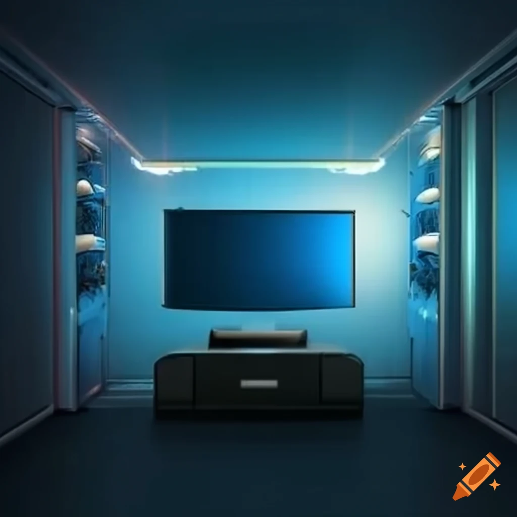 Interior of a modern 3d graphics room