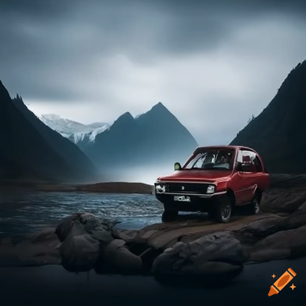 Mitsubishi SUV conquering rugged terrains