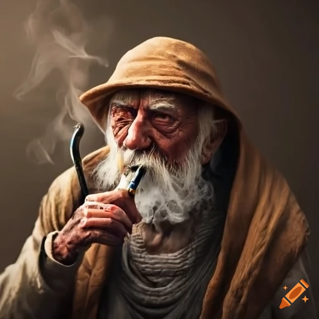 elderly man smoking a pipe
