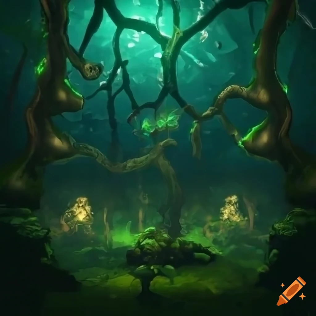 organic plant-themed 2D game map layout