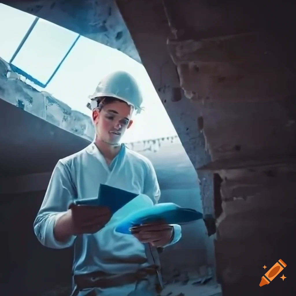 Structural engineer analyzing a broken beam on Craiyon