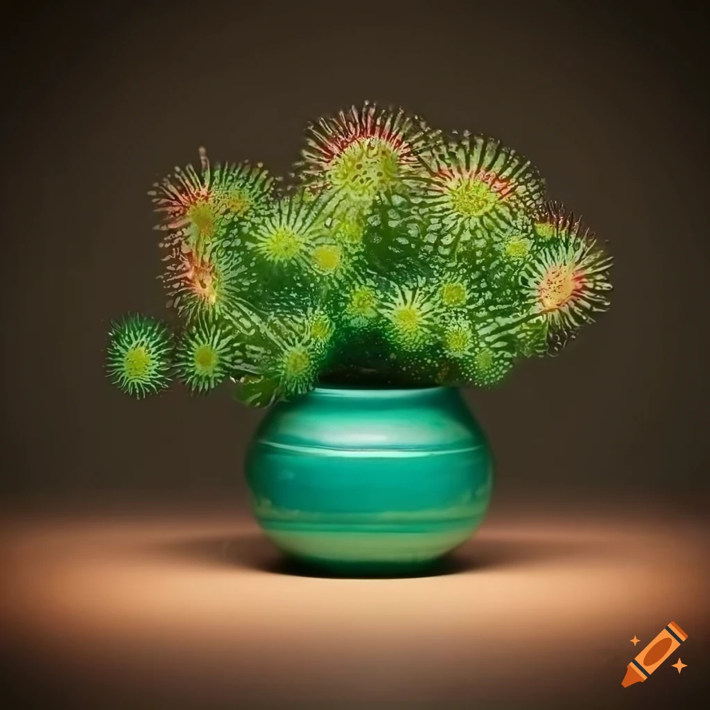 Exotic sundew plant in a ceramic pot on Craiyon