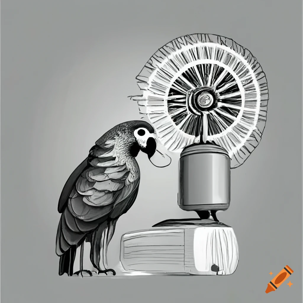 parrot sitting next to a fan heater