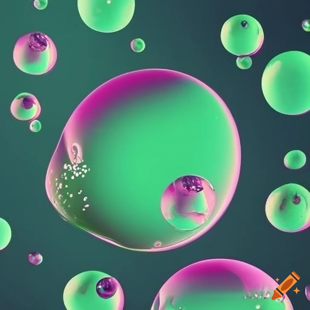 Vibrant green and pink bubbles