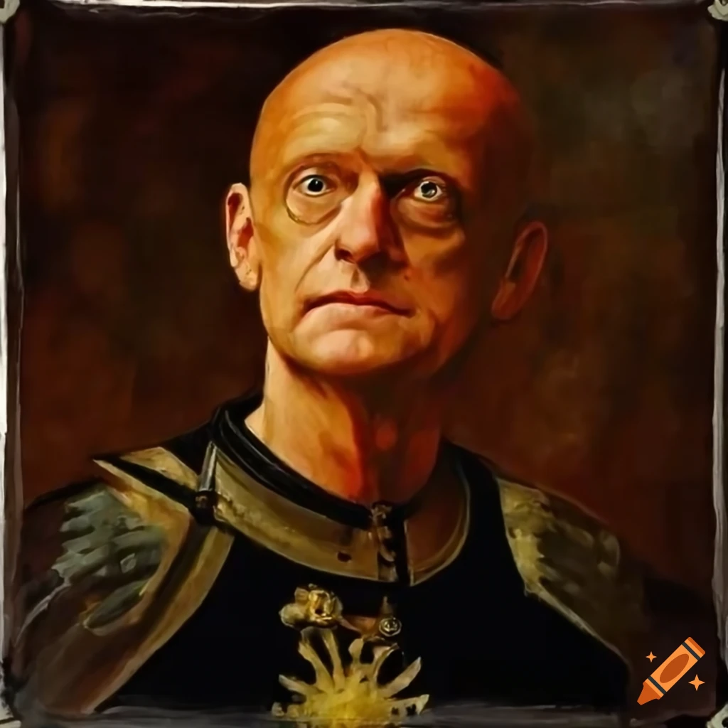 historical painting of Pierluigi Colina as a medieval armored priest