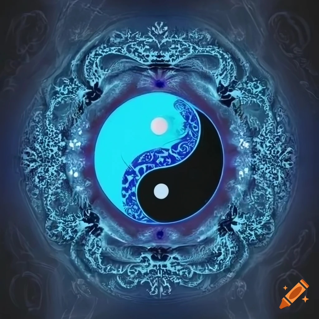 Elegant blue yin yang design with aura
