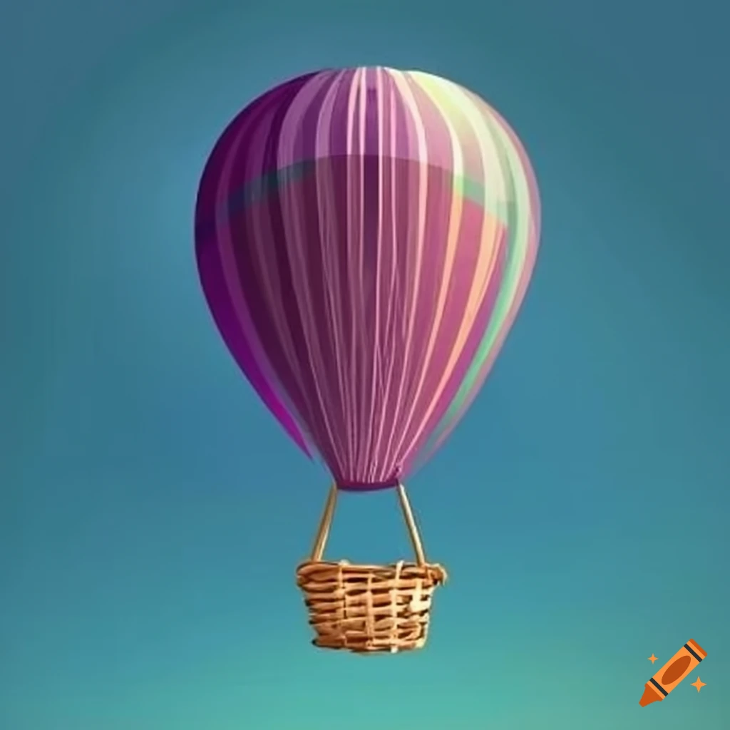 cartoon illustration of a hot air balloon in the clouds