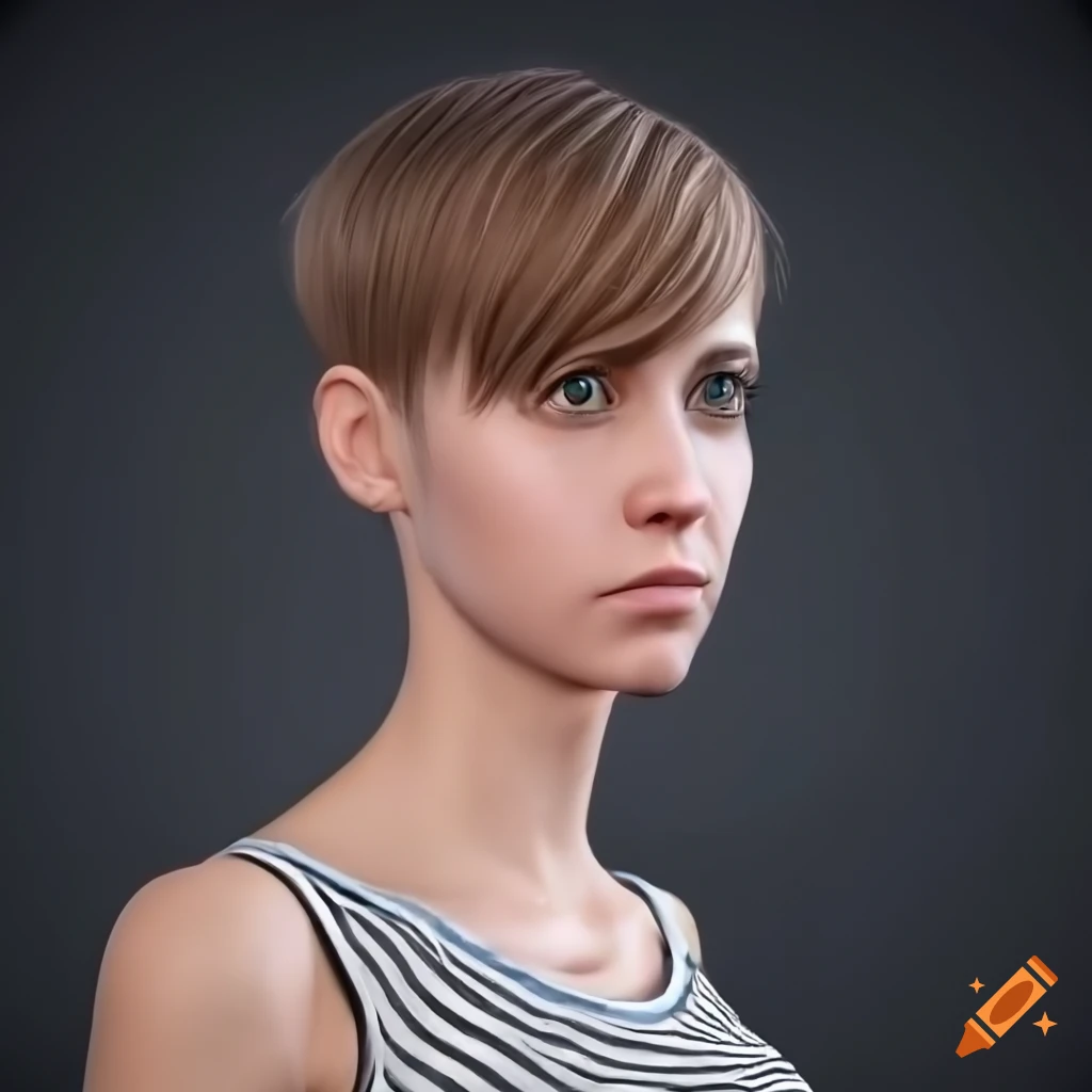 portrait of a sad young woman with short brown hair