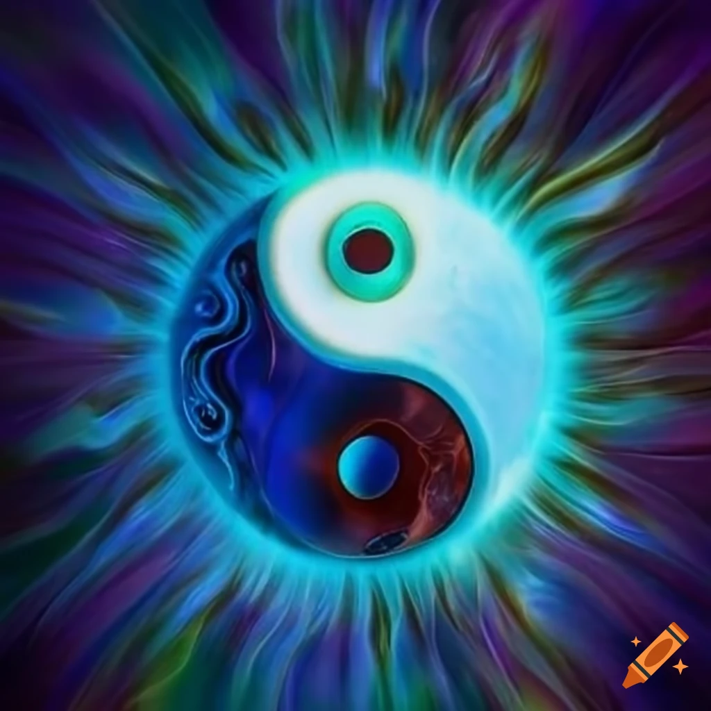 Blue yin yang symbol with aura