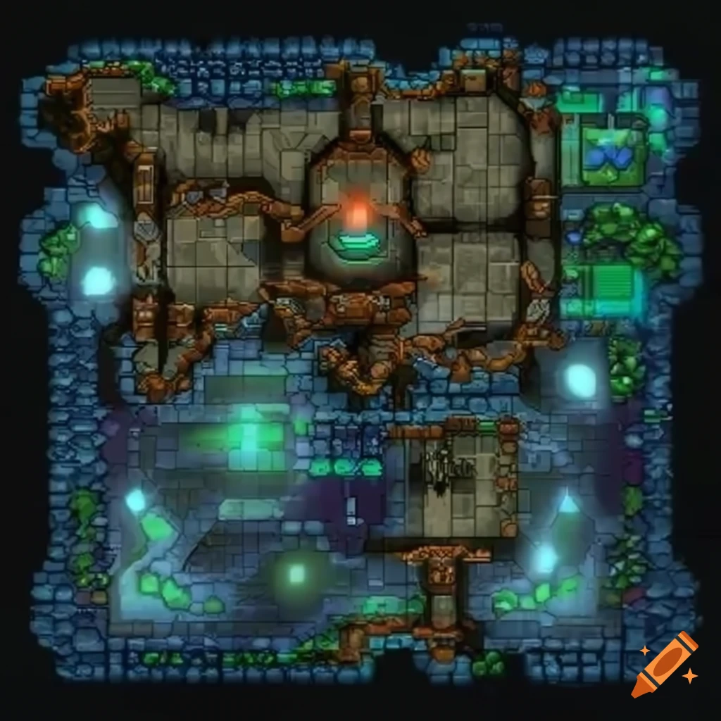 Crystal-filled map layout for a platform game on Craiyon