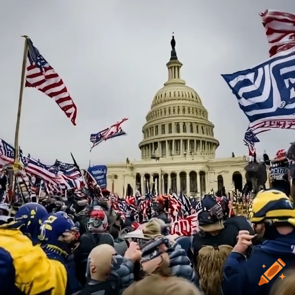 Michigan football fans at capitol riot on Craiyon