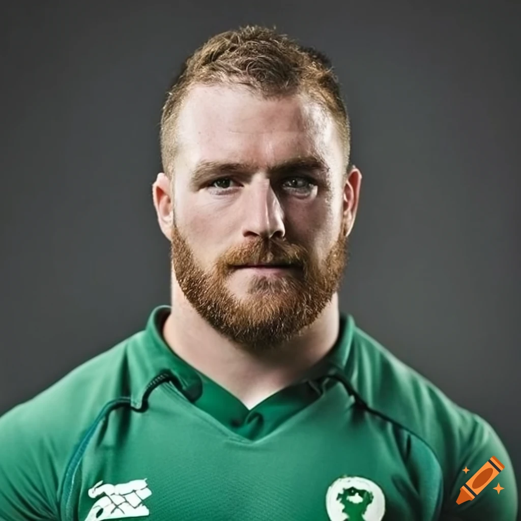 portrait of an Irish rugby player with a beard
