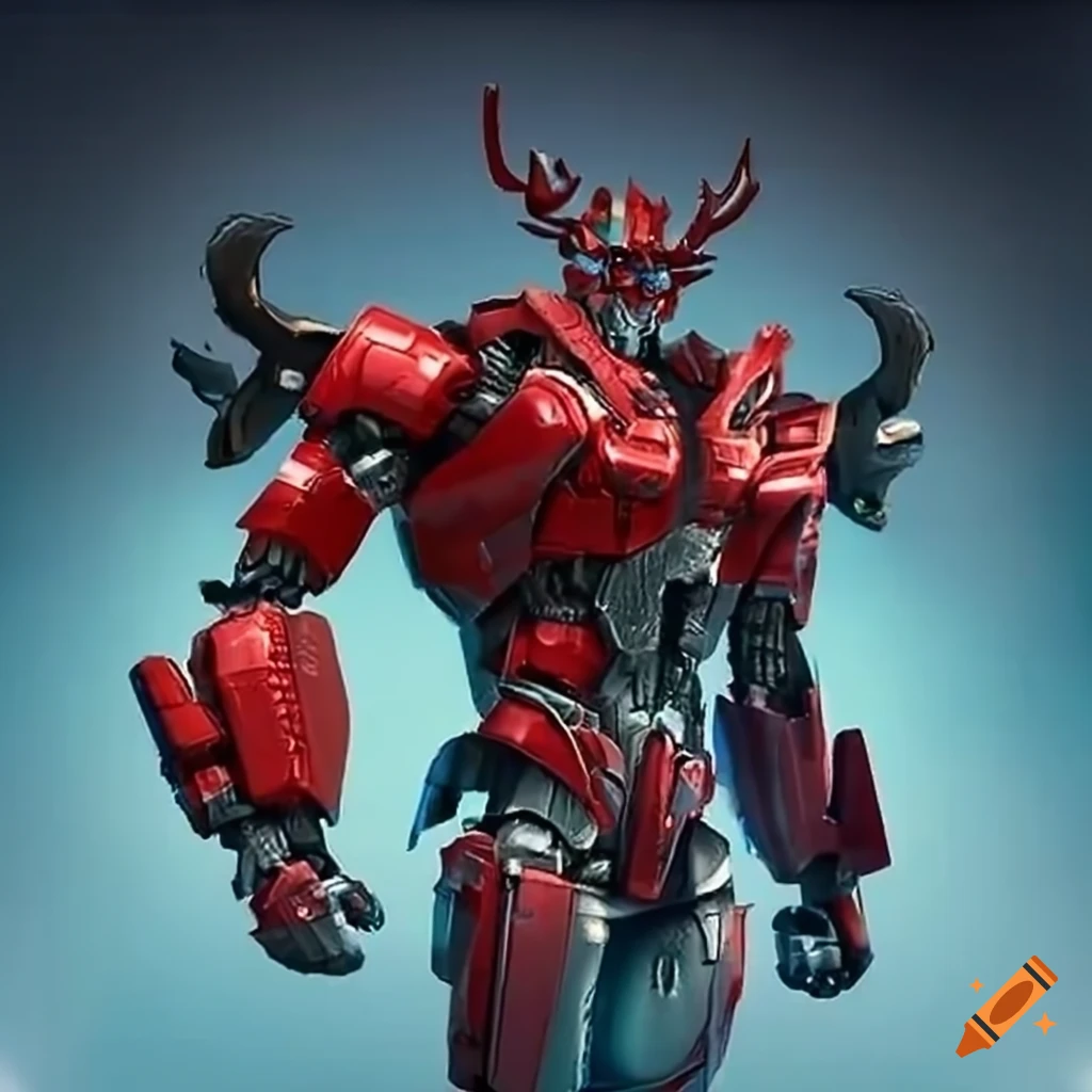 transformer reindeer with a red nose