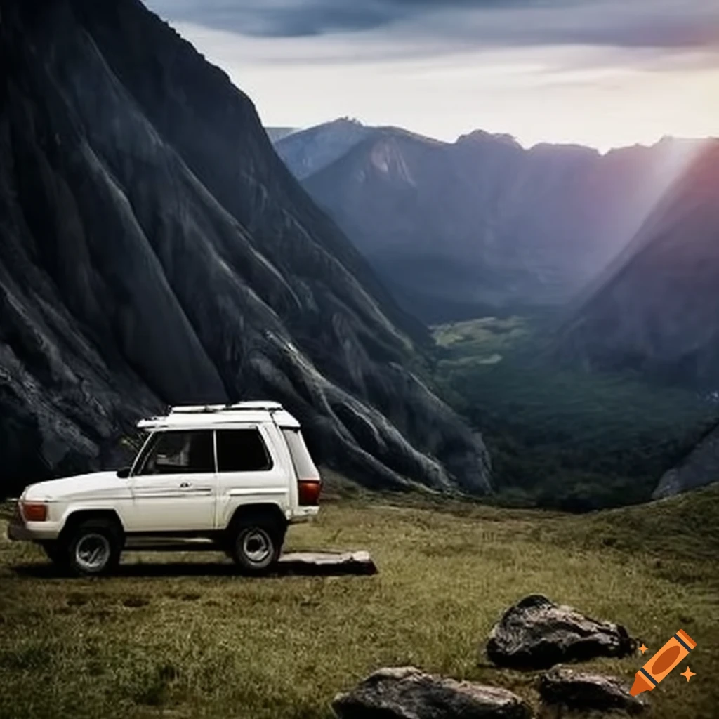 Mitsubishi SUV conquering rugged terrains