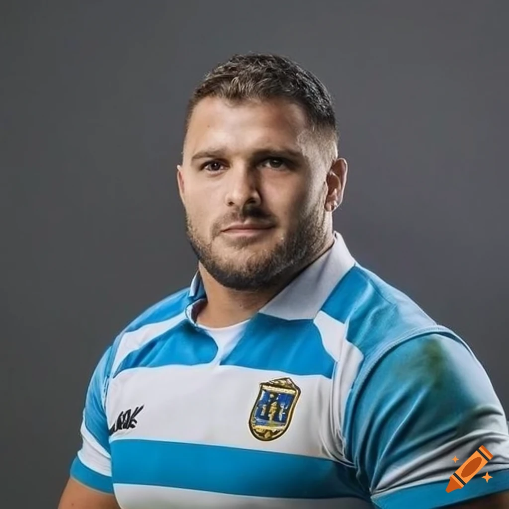 Portrait of a chubby rugby player with stubble