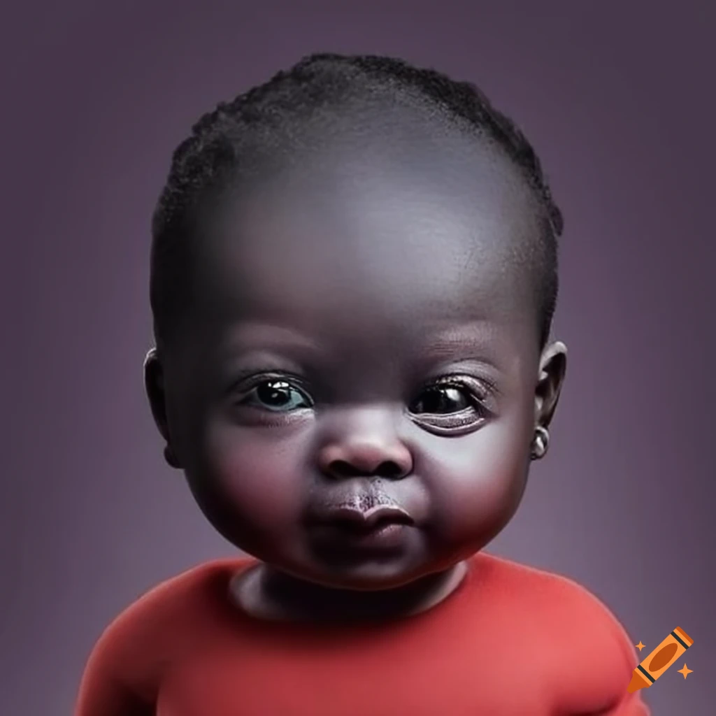 Adorable photo of a black baby with a big head on Craiyon