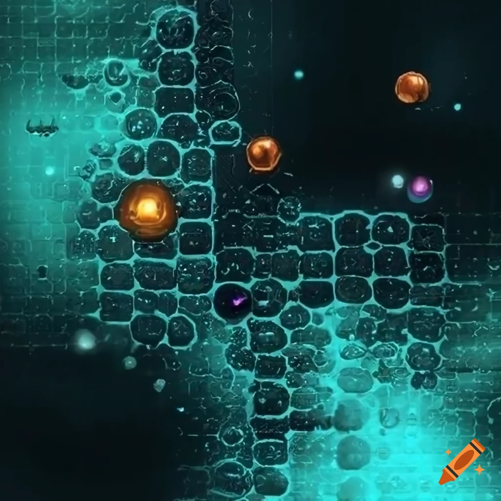 2d game layout map with shiny glass bubble tiles on Craiyon