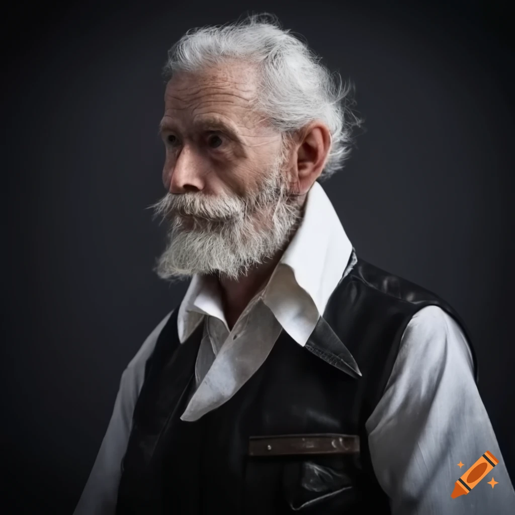 portrait of a stylish elderly man with silver hair and beard