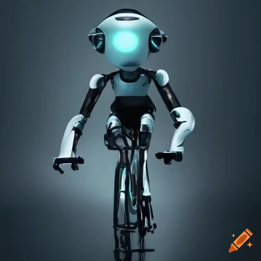 Photo of a robot riding a bike on Craiyon