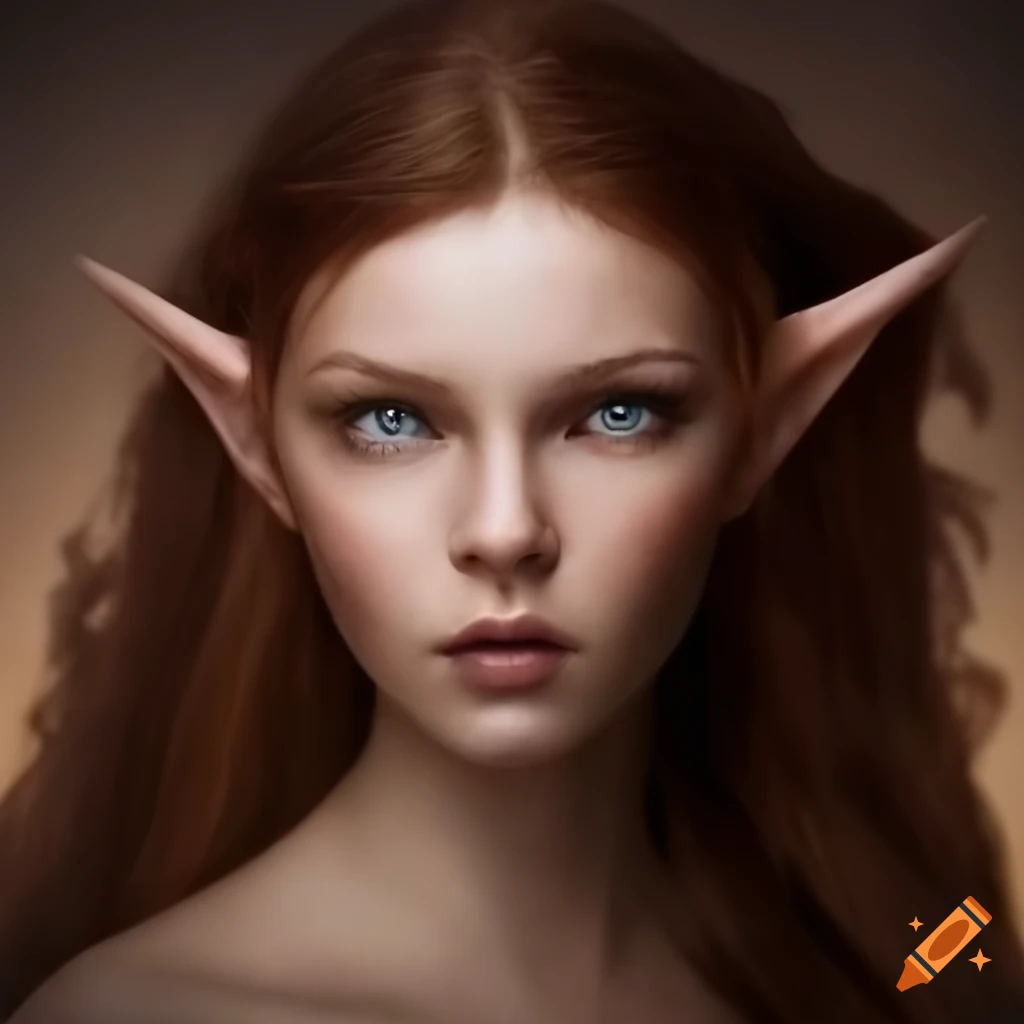 Portrait of a young and beautiful female elf on Craiyon