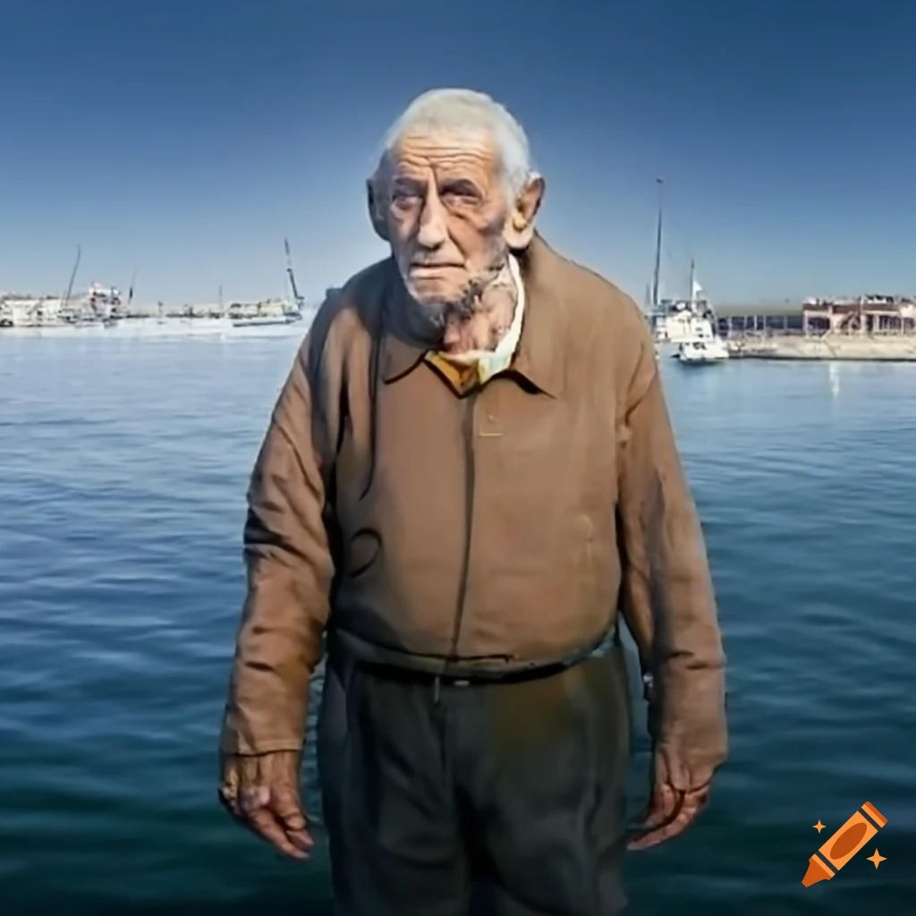 portrait of an old man at the port