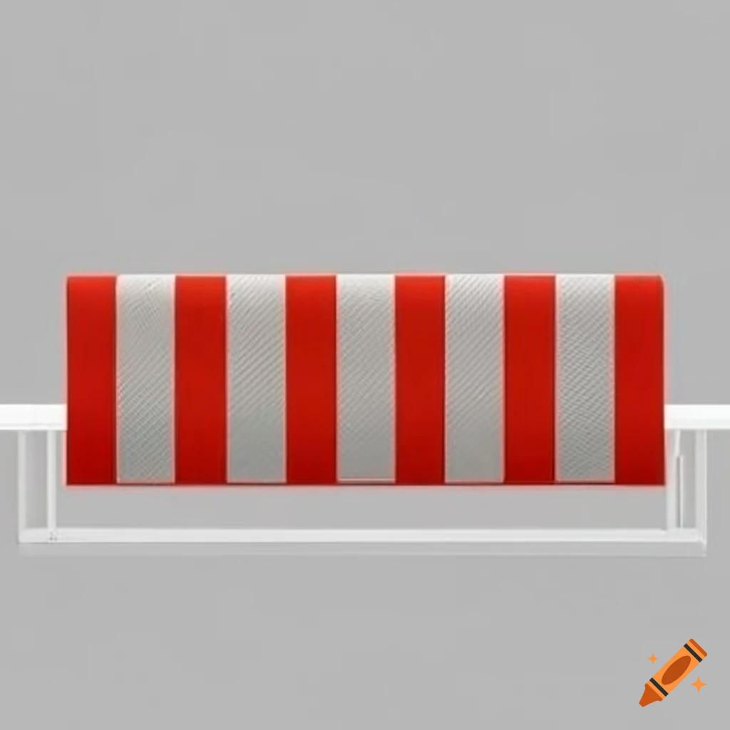 red and white striped traffic barrier on white background