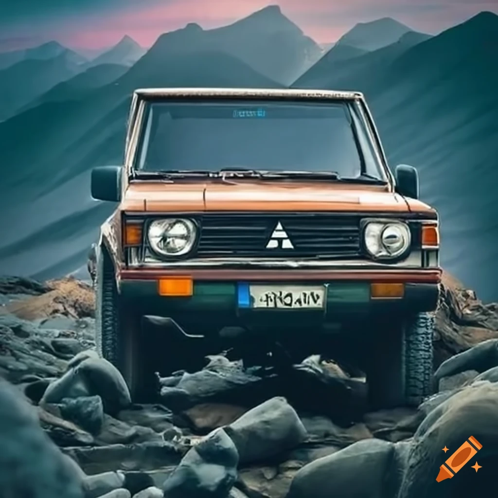 Mitsubishi SUV conquering rugged terrains