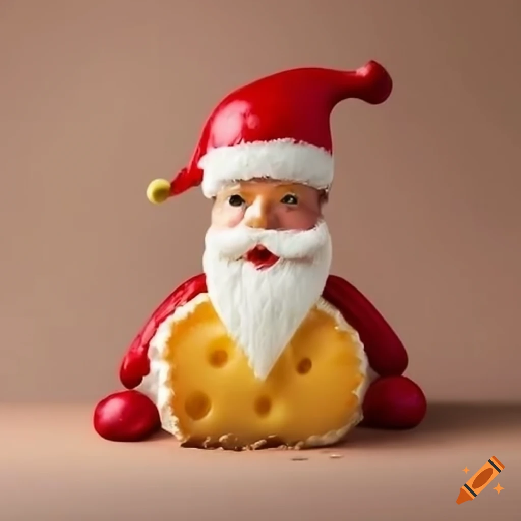 Cheese sculpture of santa claus on Craiyon