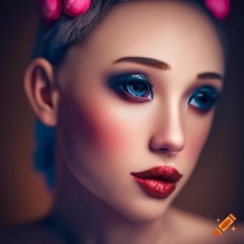 Portrait of a beautiful woman transforming into a lalaloopsy doll on ...
