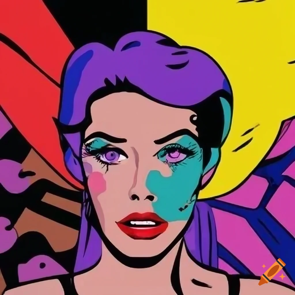 Vibrant pop art collage in roy lichtenstein style