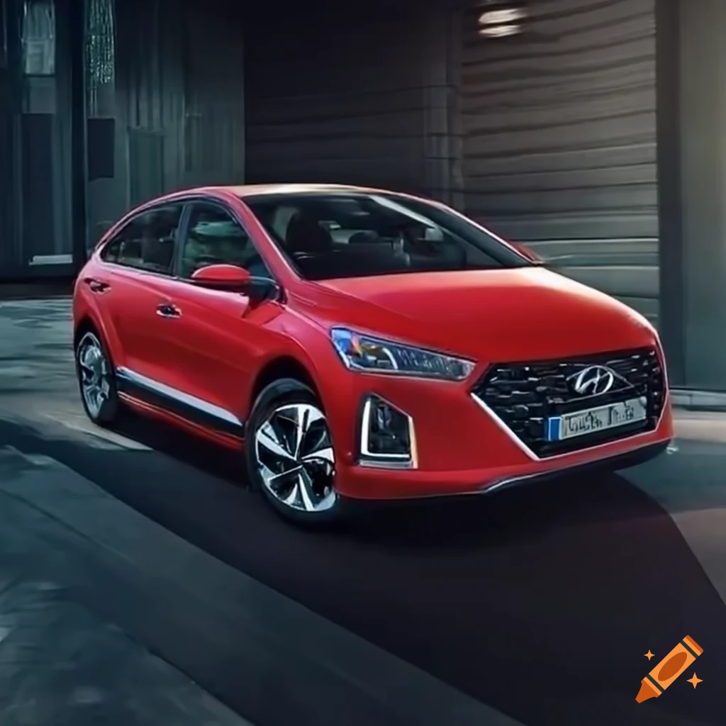 Red punchbag in the driver seat of hyundai ioniq on Craiyon