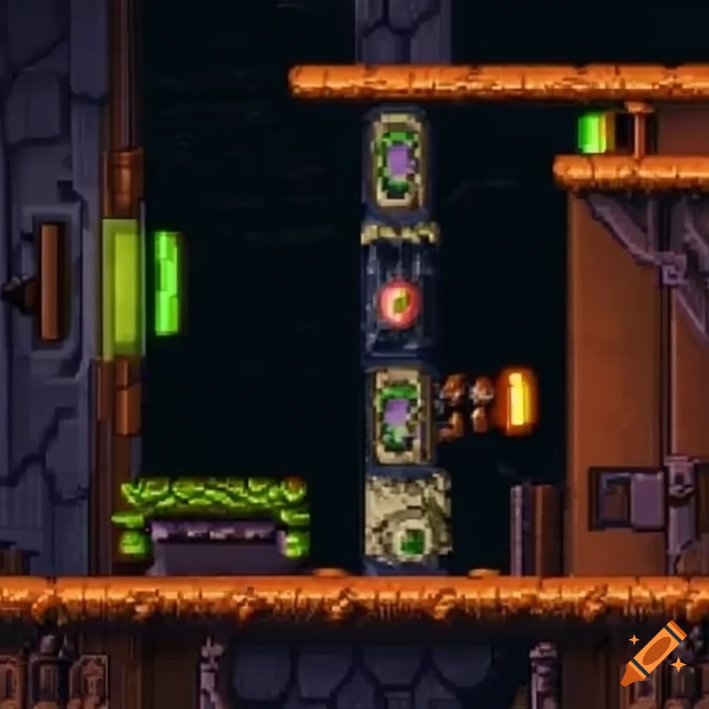 2D game tiles resembling pillars in a Metroid-like platformer