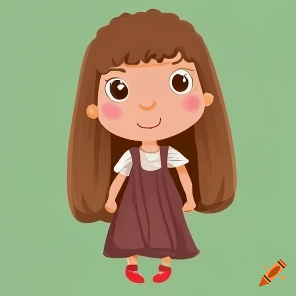 Adorable character with brown hair from a children's book on Craiyon
