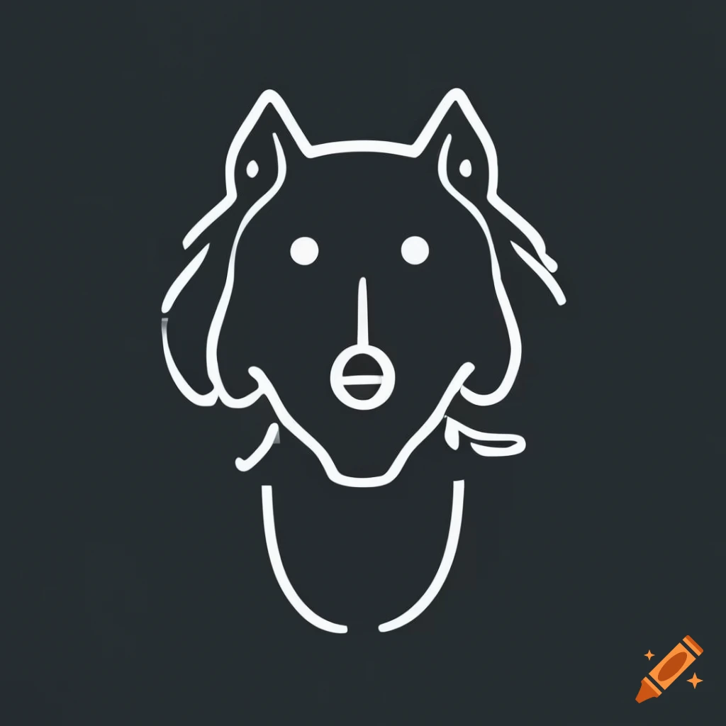 minimalist black and white logo of a dog holding its leash in its mouth