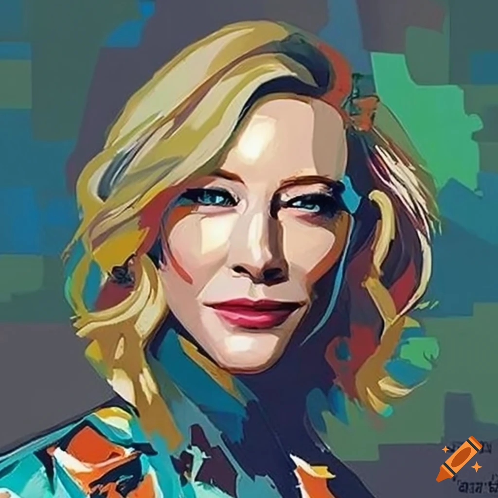 Cate blanchett portrait in the style of claude monet on craiyon